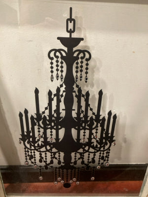 Window White/Black Wood/Glass Chandelier Framed Art