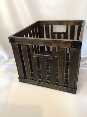 Brown Wood Handled Crate