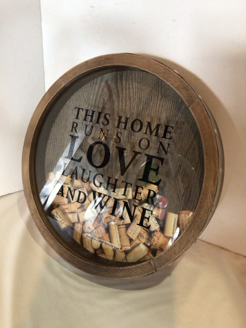 Wood/Glass Wine Round Brown/black Wall Decoration Art