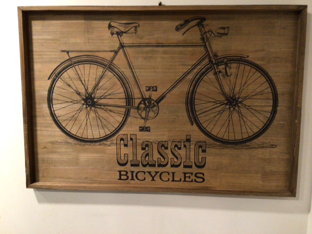 Brown Wood Bicycle Framed Art