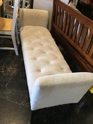 Upholstered Chenille Tufted Rolled Arm Cream Bench