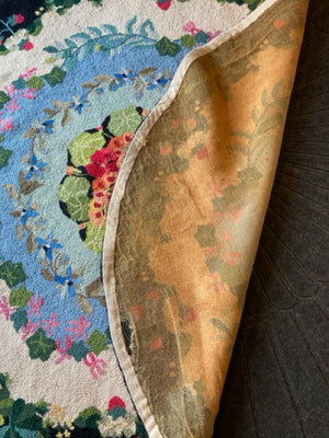 Round Wool Floral Rug