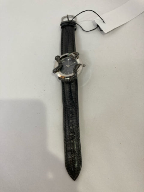 Black Rhinestone Snake Watch