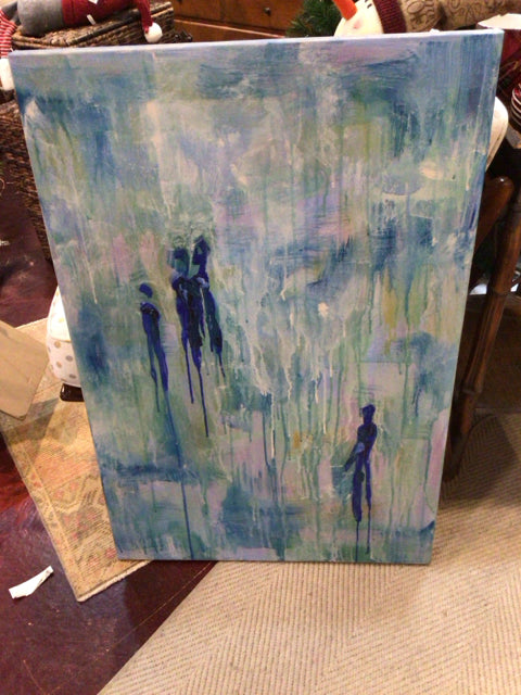 Original Blue/White People Stretch Canvas Art