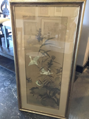 Oriental Gray/Tan Bird Framed Art