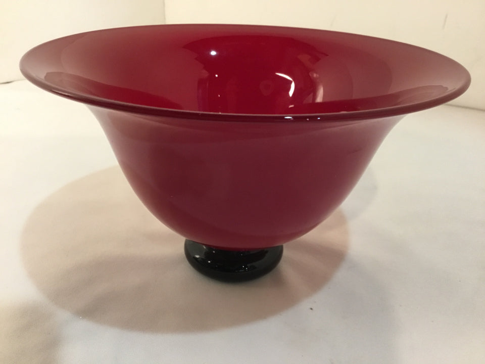 Red/Black Glass Pedestal Bowl