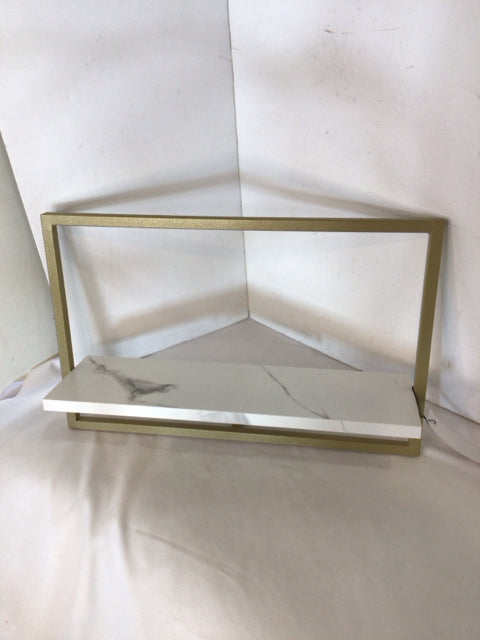 Floating White/Gold Metal Shelf
