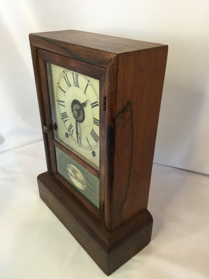 Vintage Mantel Brown Wood Roman Numerals Clock