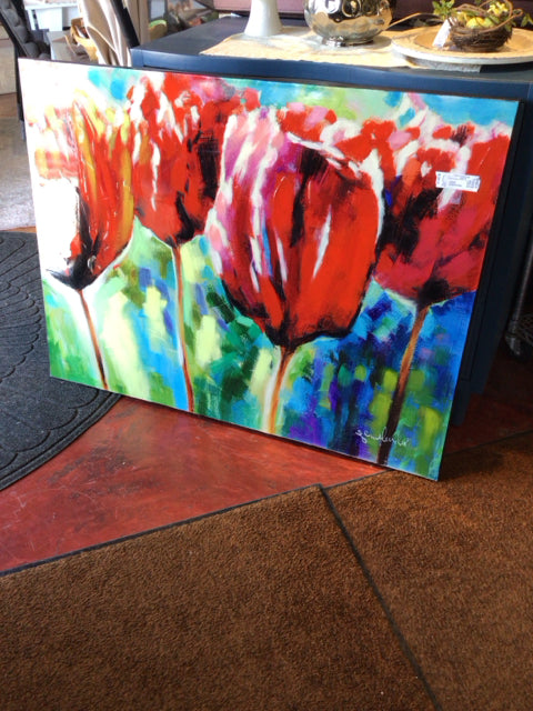 Multi-Color Tulip Stretch Canvas Art