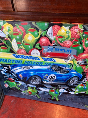 Signed Multi-Color Canvas Racecar Olives Stretch Canvas Art