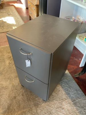 Wood 2 Drawers On Casters Gray File Cabinet