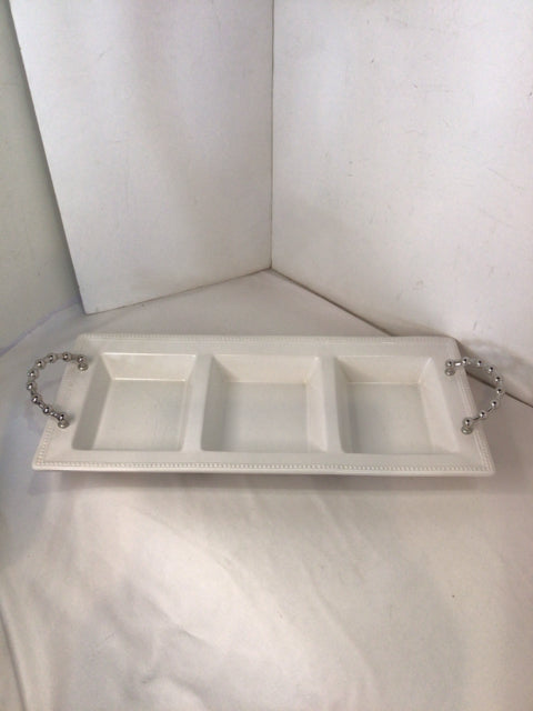 Mudpie White Ceramic Divided Serving Dish