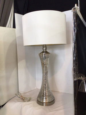 Silver Glass Ribbed Lamp