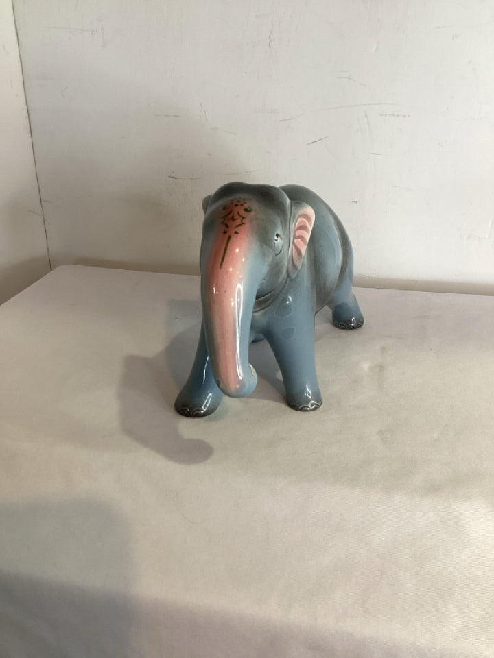 Gray Ceramic Elephant Statue