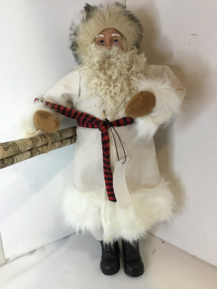 Statue White Cotton Santa Holiday Item