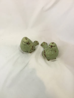 Pair Green Ceramic Birds Figurine