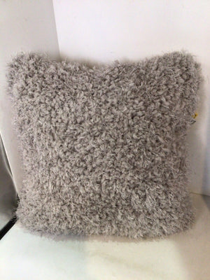 Silver Shag Fringe Pillow