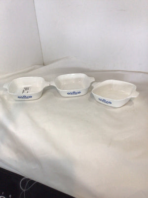 Corningware White/Blue Floral Set of 3 Baking Dish