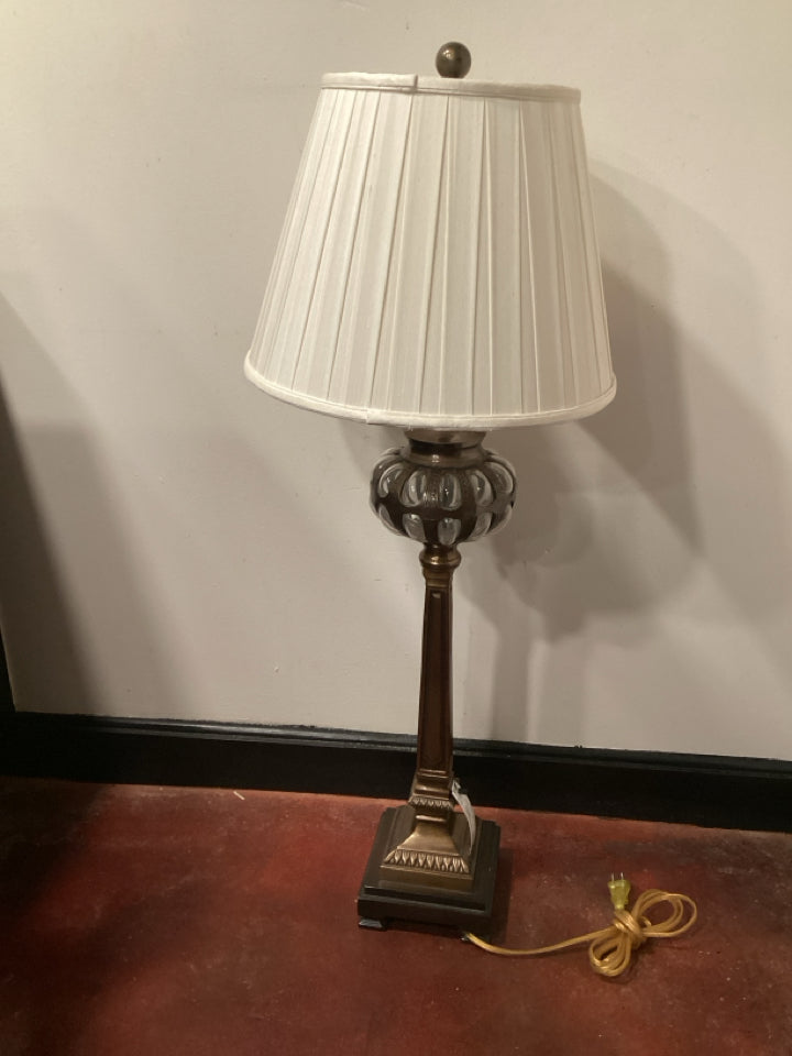 Vintage Bronze Metal/Glass Lamp
