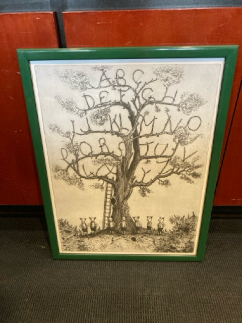 Black/White ABC's Tree Framed Art