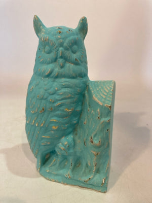 Vintage Aqua Ceramic Owl Figurine