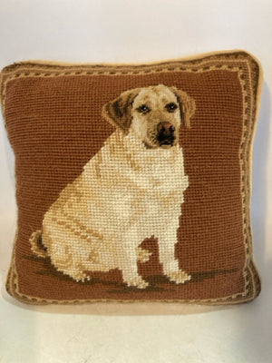 Vintage Brown/Tan Needlepoint Dog Pillow