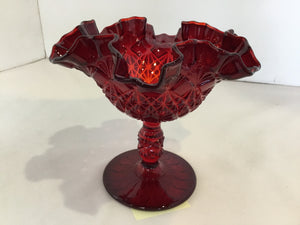 Fenton Red Glass Stemmed Bowl