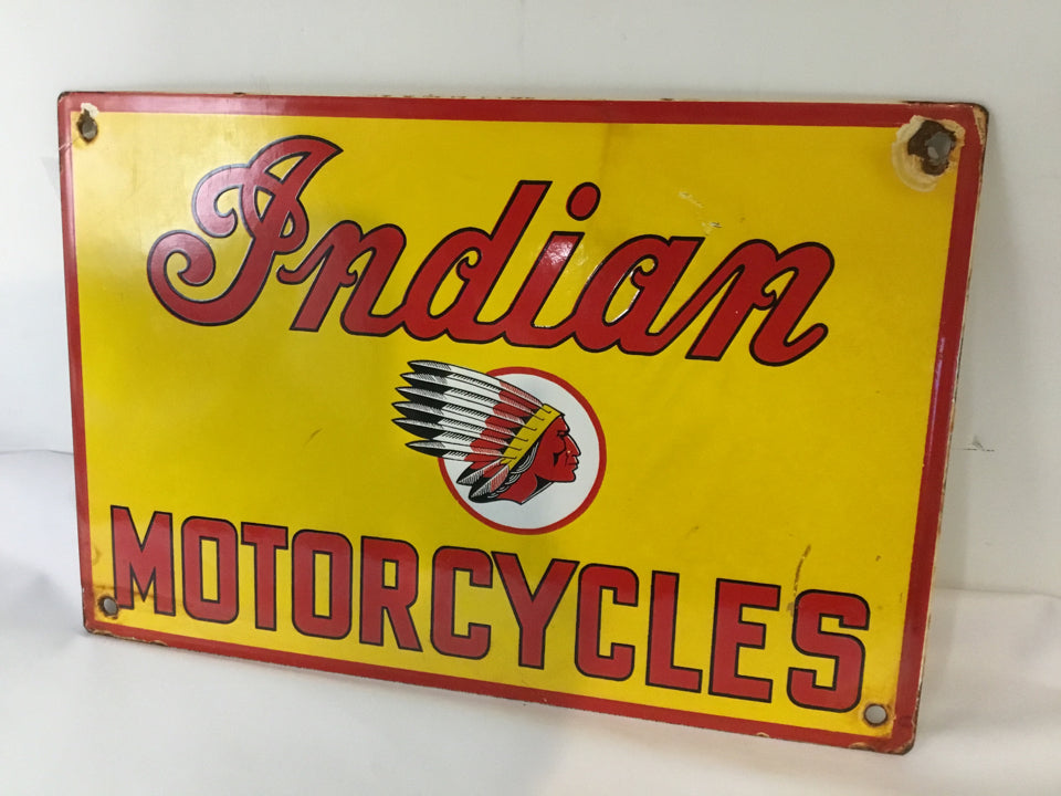 Sign Metal Motorcycle Indian Red/Yellow Wall Decoration Art