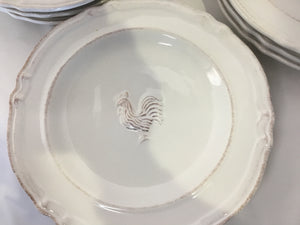 Williams-Sonoma Set of 8 White Ceramic Rooster Plate Set