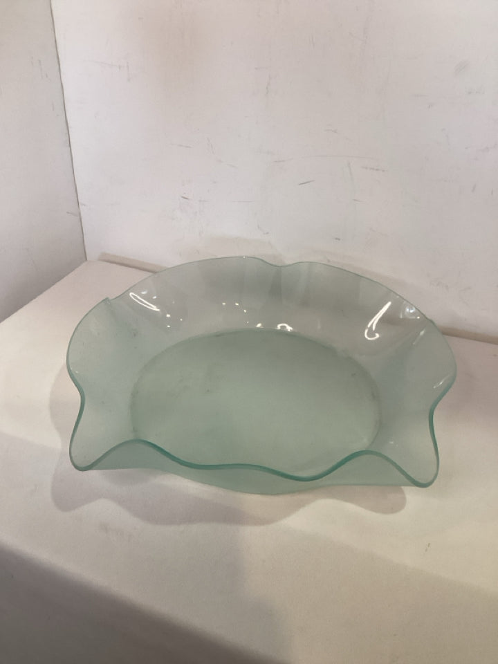 White Frosted Glass Wavy Serving Dish