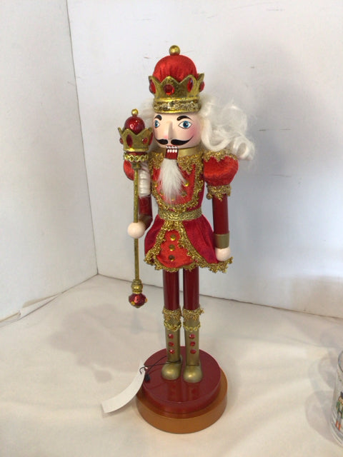 Christmas Red/Gold Wood Nutcracker Holiday Item