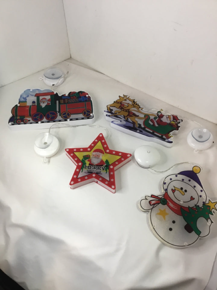 Set of 4 White/Multi Plastic Light up Hanging Holiday Item