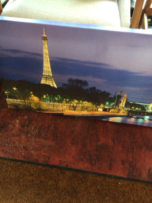 Paris Blue/Multi Eiffel Tower Stretch Canvas