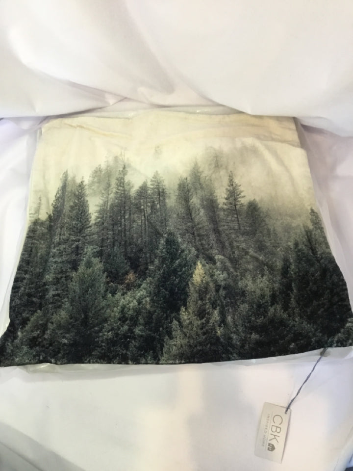 Ganz Black/White Velvet Forest Pillow