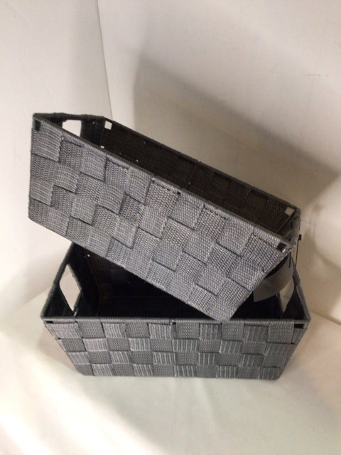 Set of 2 Gray Woven Basket
