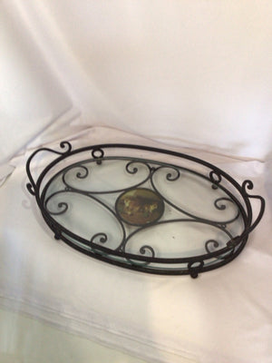 Clear/Black Glass/Metal Bunnies Tray