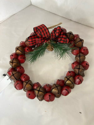 Wreath Red Metal Bells Holiday Item