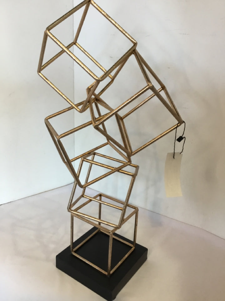 Gold Metal Blocks Sculpture