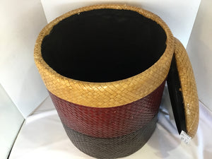 Storage Red/Cream Woven FootStool/Ottoman