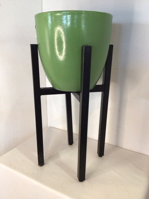 On Legs Green Ceramic Planter