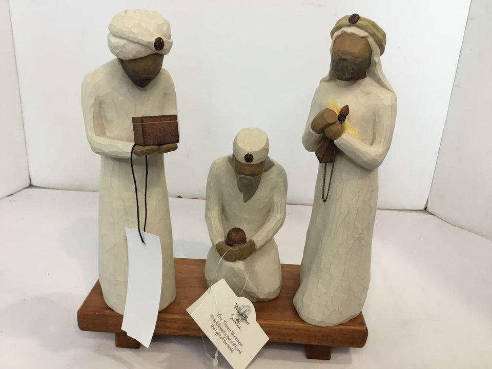 Willow Tree Christmas Cream/Brown Resin 3 Wise Men Set of 3 Holiday Item