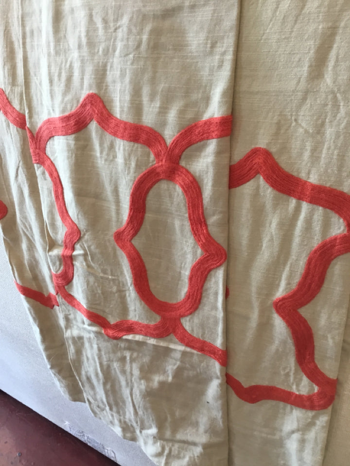 Threshold Set of 3 Tan/Orange Grommet Top Draperies/Curtains