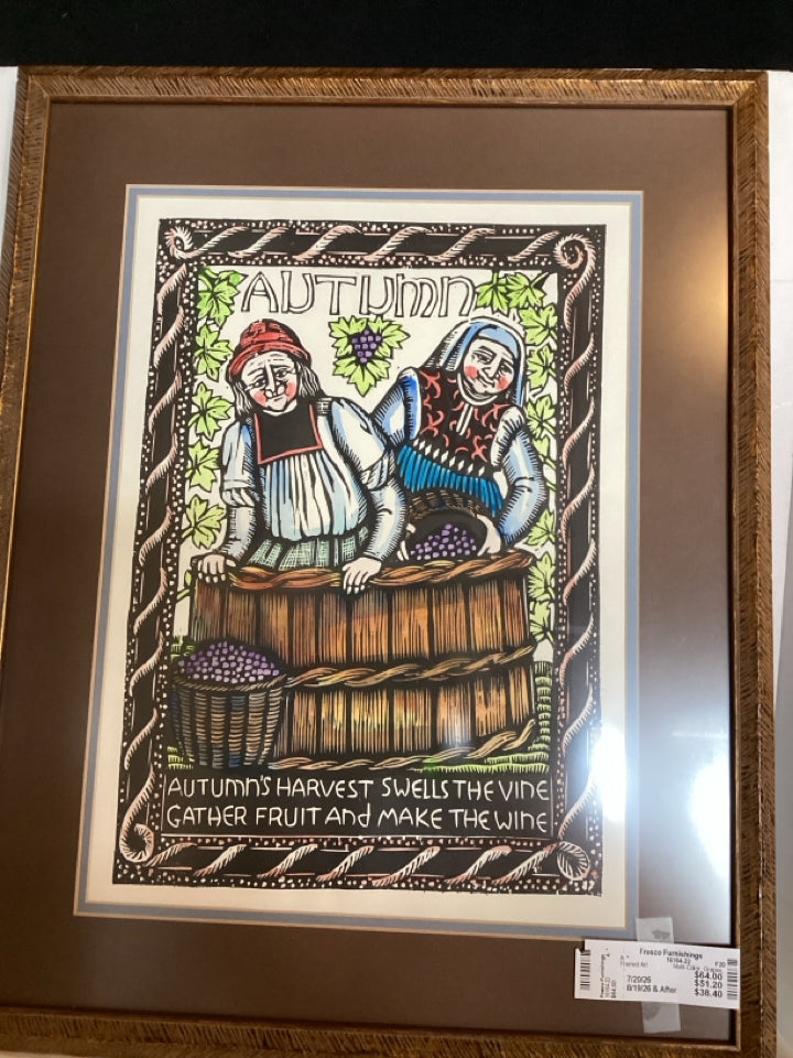 Multi-Color Grapes Autumn Framed Art