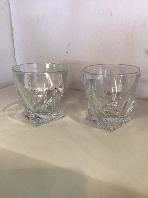 Crystal Clear Set of 2 Twisted Glass