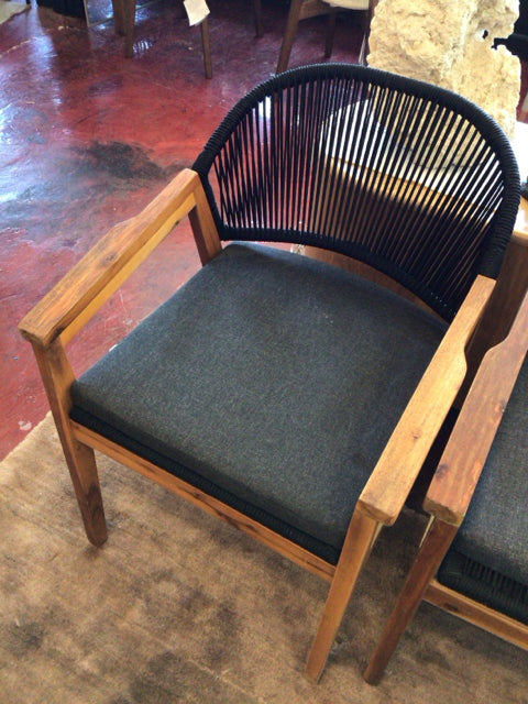 Outdoor/Outside Teak w/Cushion Black/Brown Chair