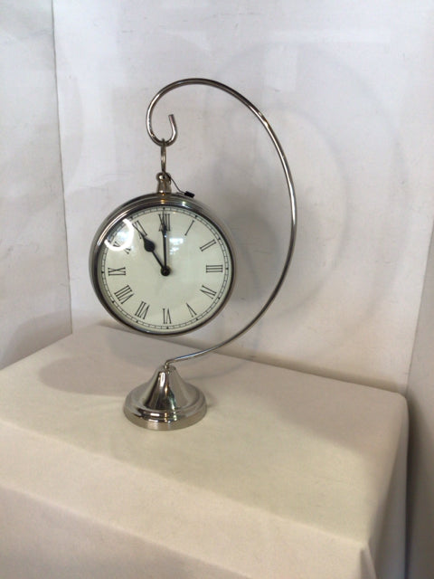 Hanging Silver Metal Clock