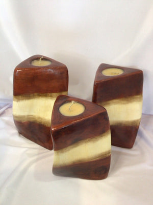 Brown/Cream Ceramic Set of 3 Candle Set