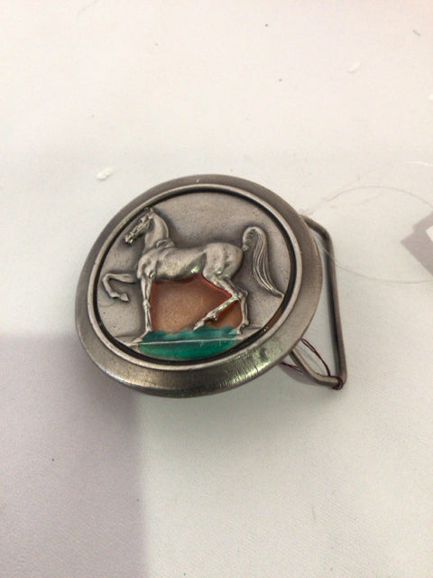 Silver Metal Horse Belt Buckle