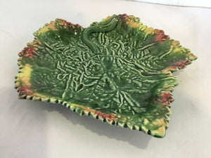 Fall Green/multi Ceramic Plate Leaf Holiday Item