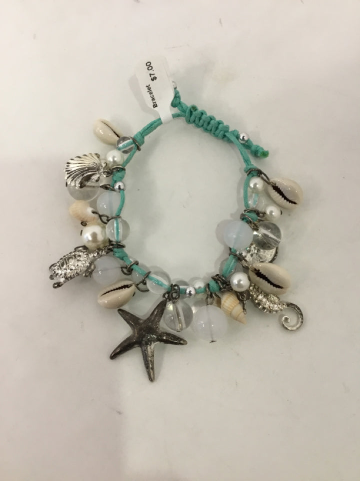 Aqua/White Shells Bracelet